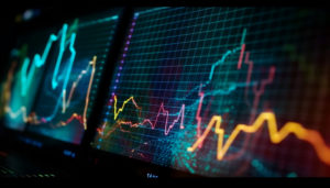 Pulse trace glowing on computer monitor generated by artificial intelligence